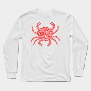 Mandala Crab (red and white) Long Sleeve T-Shirt